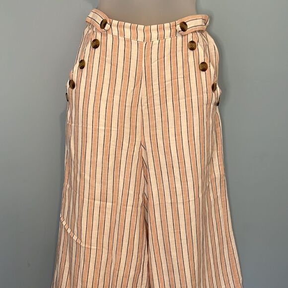 American Eagle Pants Striped Cotton Linen Wide Leg Pants - Picture 5 of 11